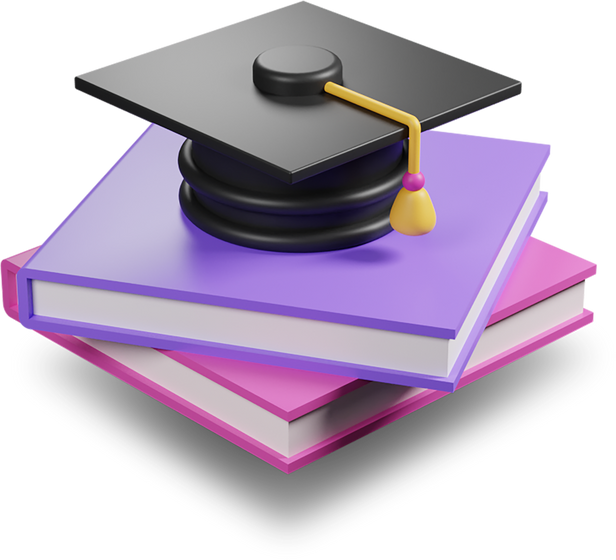 Graduation Graduate Hat on books icon 3d